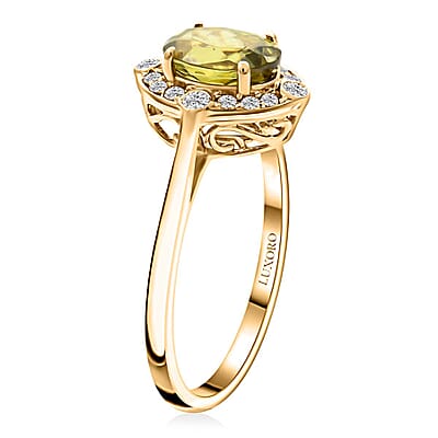 Certified & Appraised Luxoro AAA Sphene and G-H I2 Diamond 1.75 ctw Ring in 14K Yellow Gold (Size 6.0)