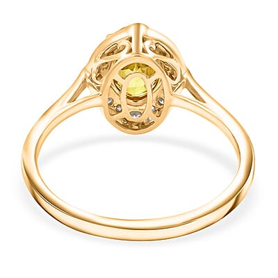 Certified & Appraised Luxoro AAA Sphene and G-H I2 Diamond 1.75 ctw Ring in 14K Yellow Gold (Size 6.0)