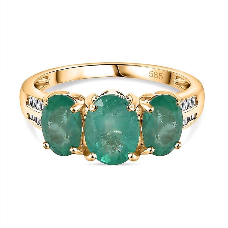 AAA Kagem Zambian Emerald and Diamond 2.85 ctw Ring in 14K Yellow Gold (Size 10.0)