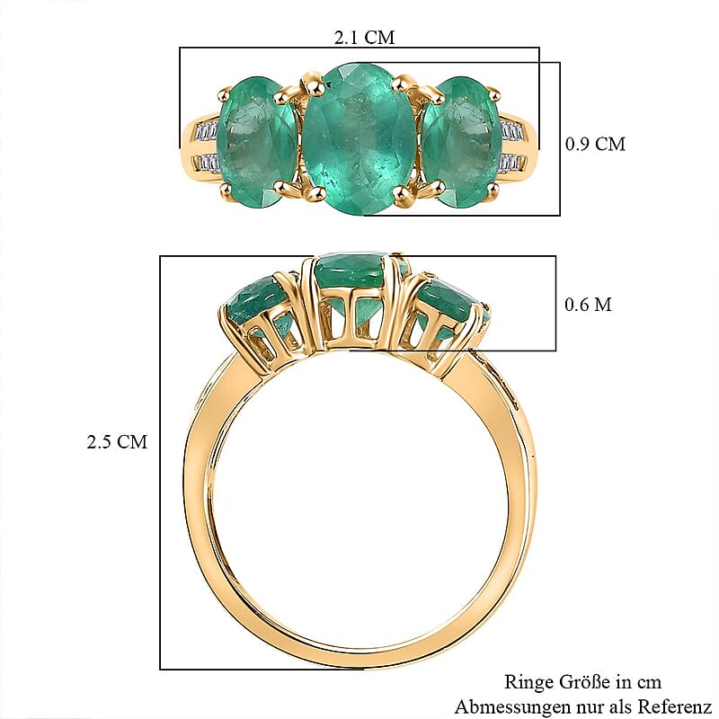 AAA Kagem Zambian Emerald and Diamond 2.85 ctw Ring in 14K Yellow Gold (Size 10.0)