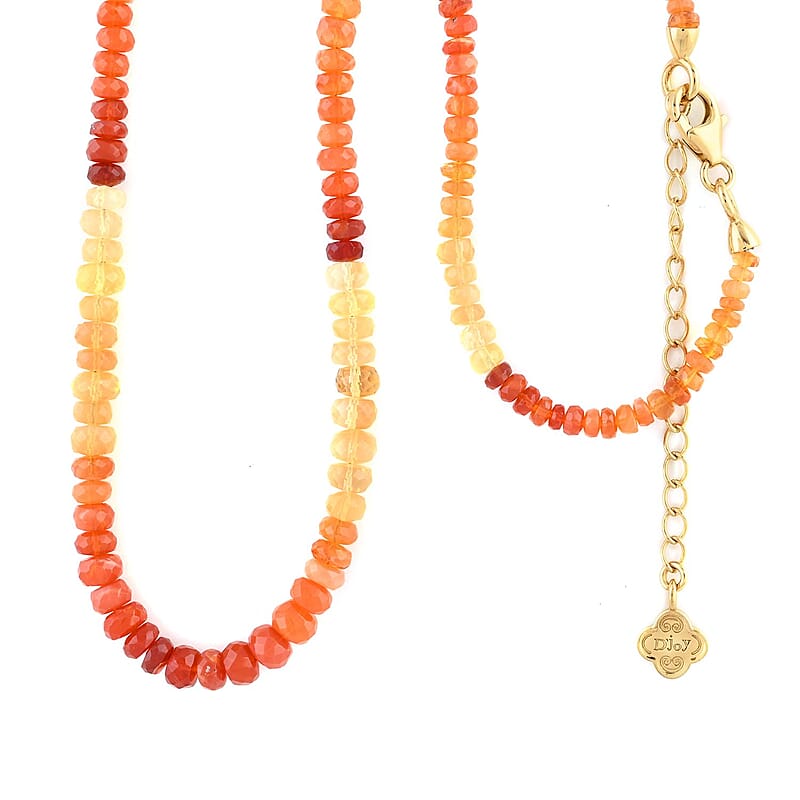D'Joy Fire Opal Beaded Graduated Necklace 18-20 Inches in Vermeil Yellow Gold Over Sterling Silver 55.00 ctw