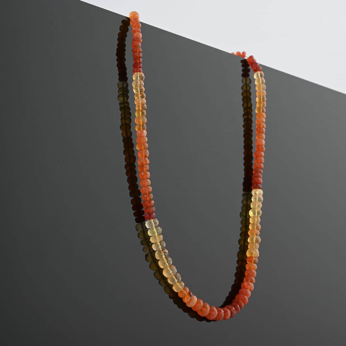 D'Joy Fire Opal Beaded Graduation Necklace 18-20 Inches in Vermeil Yellow Gold Over Sterling Silver 55.00 ctw image number 1