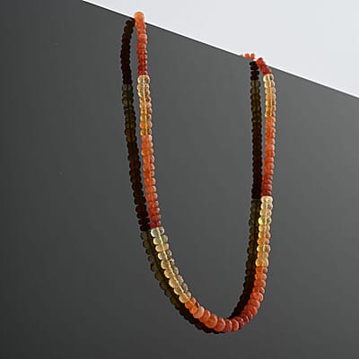 D'Joy Fire Opal Beaded Graduated Necklace 18-20 Inches in Vermeil Yellow Gold Over Sterling Silver 55.00 ctw