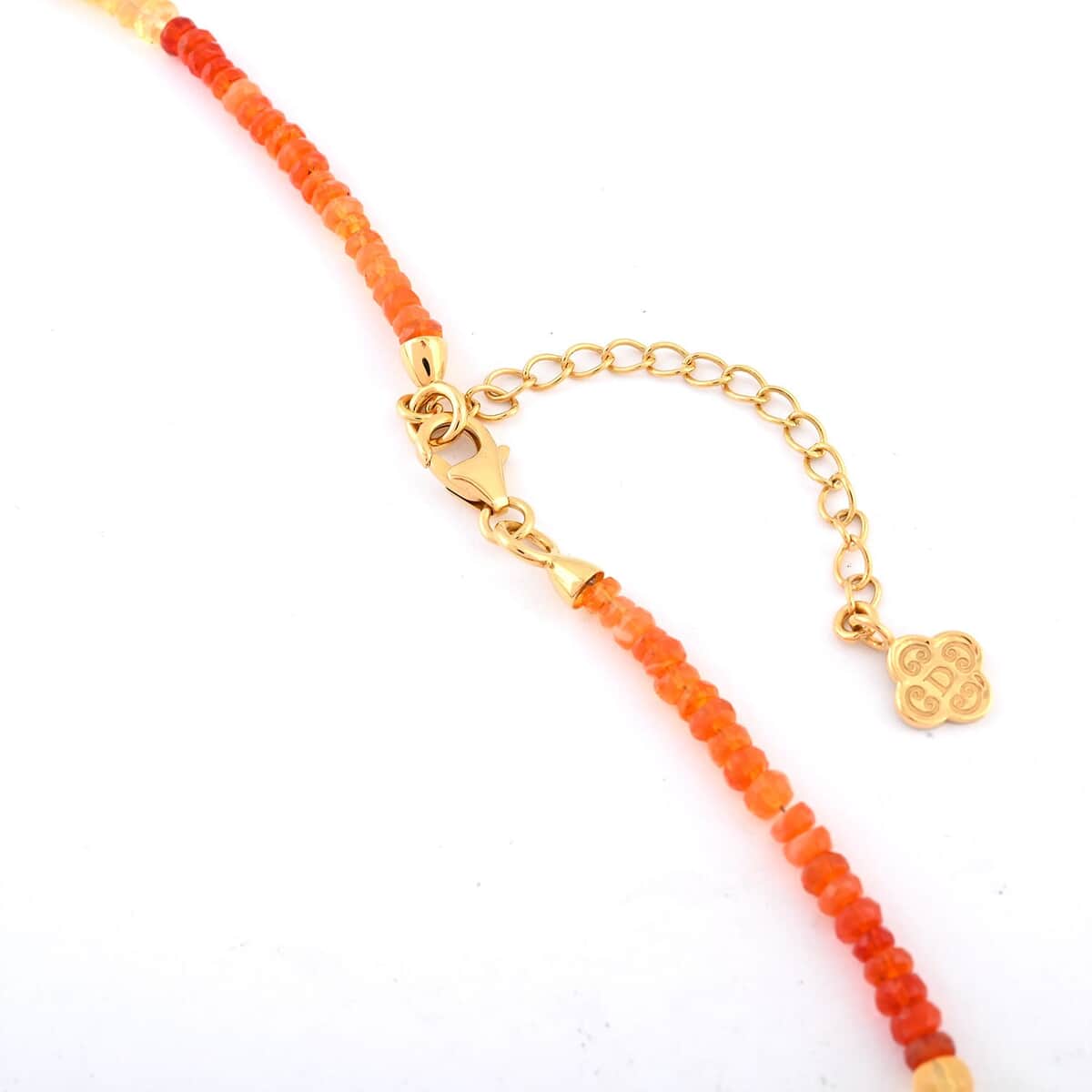 D'Joy Fire Opal Beaded Graduation Necklace 18-20 Inches in Vermeil Yellow Gold Over Sterling Silver 55.00 ctw image number 2