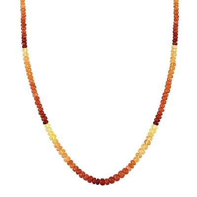 D'Joy Fire Opal Beaded Graduated Necklace 18-20 Inches in Vermeil Yellow Gold Over Sterling Silver 55.00 ctw