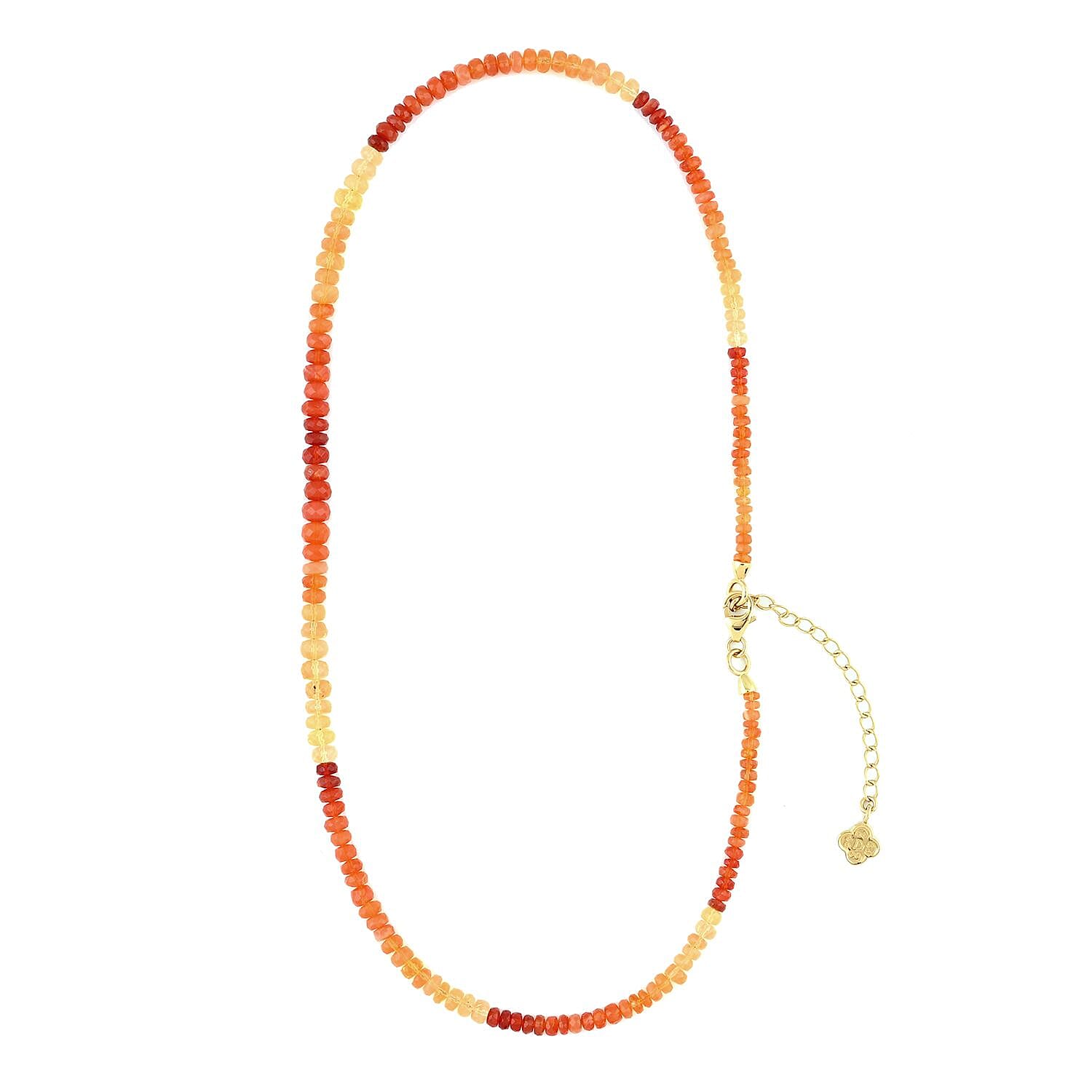 D'Joy Fire Opal Beaded Graduated Necklace 18-20 Inches in Vermeil Yellow Gold Over Sterling Silver 55.00 ctw