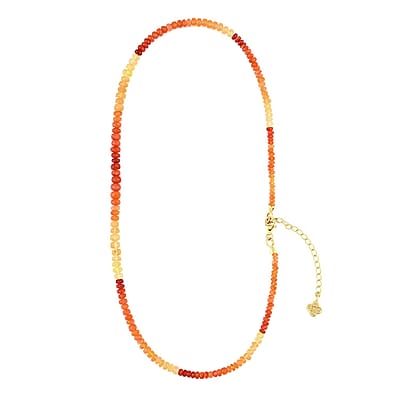 D'Joy Fire Opal Beaded Graduated Necklace 18-20 Inches in Vermeil Yellow Gold Over Sterling Silver 55.00 ctw