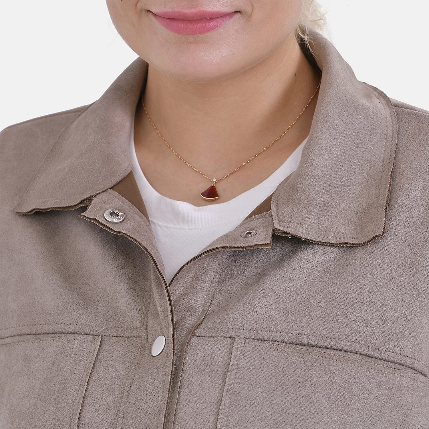 Tamsy Taupe Faux Suede Button-Up Shacket with Pockets - XL