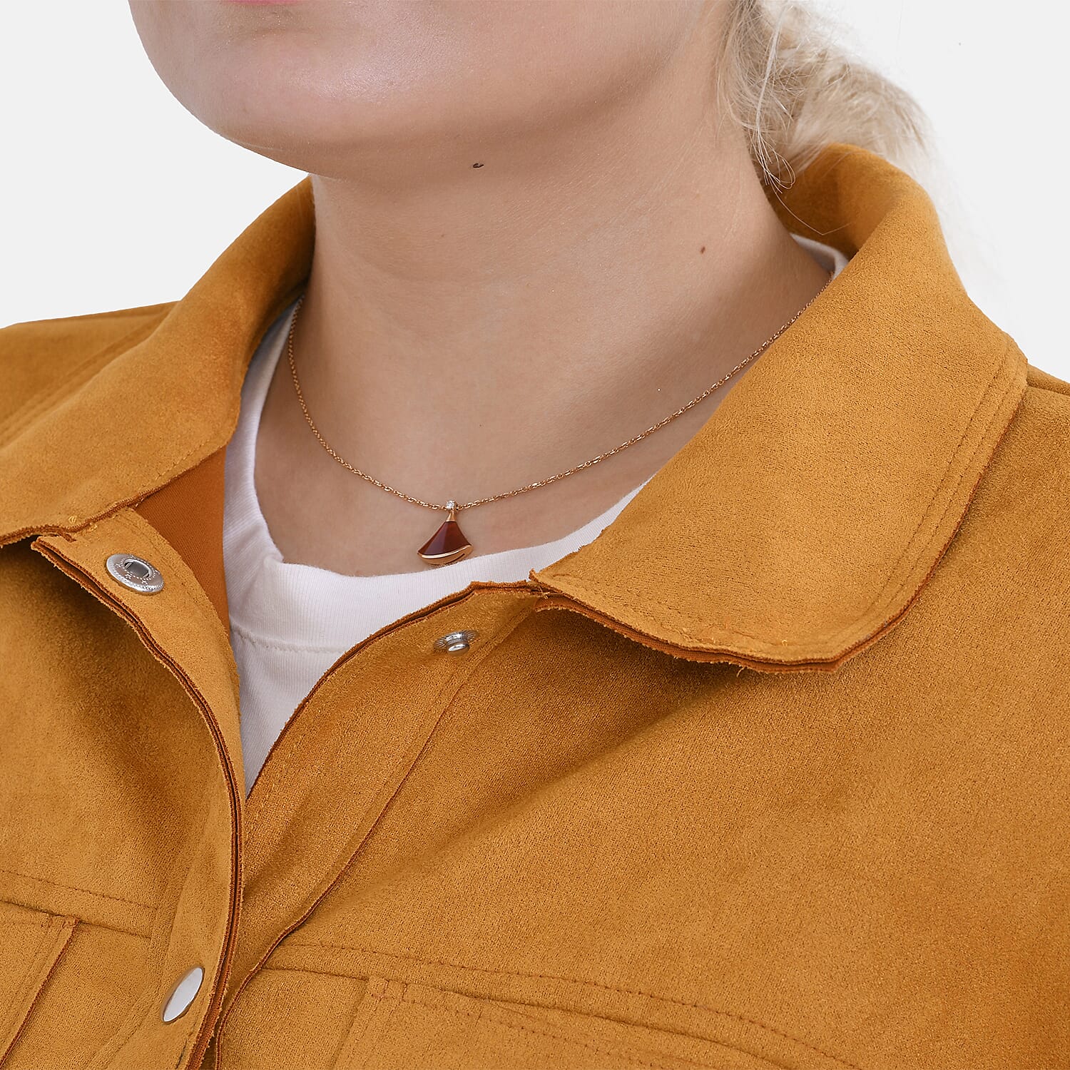 Tamsy Yellow Faux Suede Button-Up Shacket with Pockets - XL