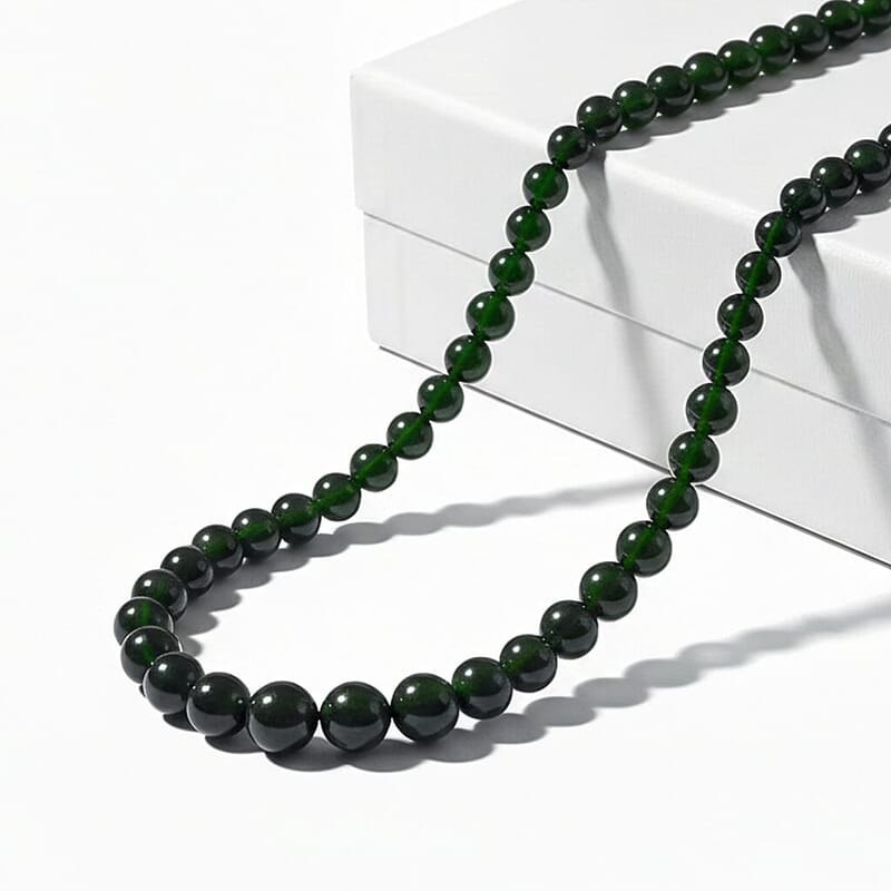 Certified & Appraised Luxoro Premium Chrome Diopside 245.55 ctw Beaded Graduated Necklace in 14K Yellow Gold 18-20 Inches