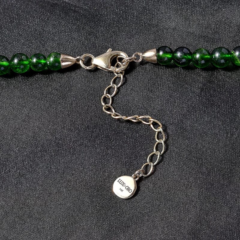 Certified & Appraised Luxoro Premium Chrome Diopside 245.55 ctw Beaded Graduated Necklace in 14K Yellow Gold 18-20 Inches