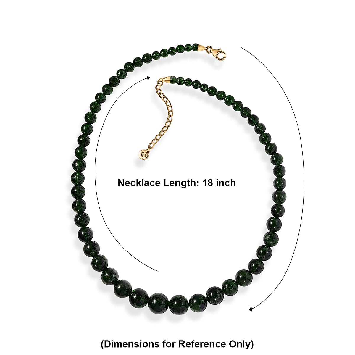 Certified & Appraised Luxoro Premium Chrome Diopside 245.55 ctw Beaded Graduated Necklace in 14K Yellow Gold 18-20 Inches image number 5