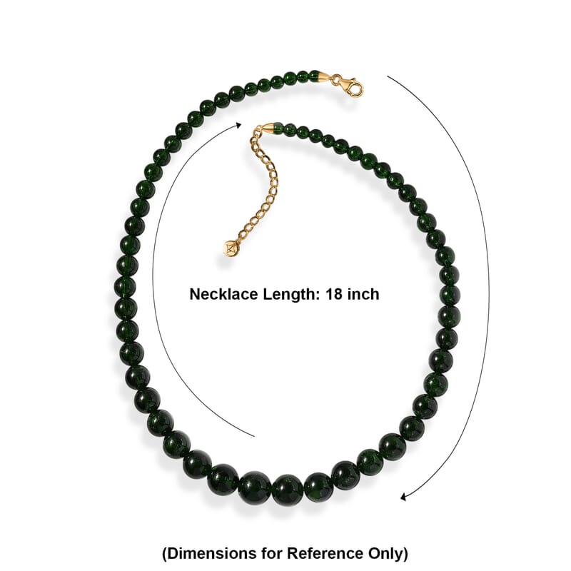 Certified & Appraised Luxoro Premium Chrome Diopside 245.55 ctw Beaded Graduated Necklace in 14K Yellow Gold 18-20 Inches