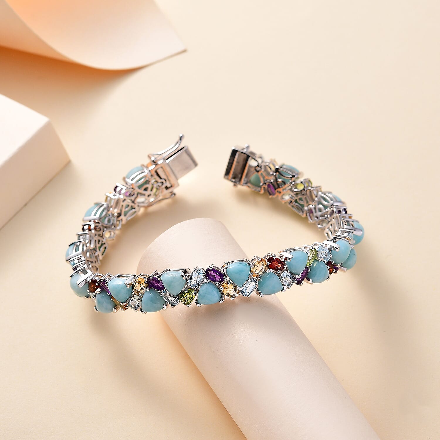 Larimar & Multi Gemstone / 7.25 Inches - Product card gallery slide 2 (10145432699163)