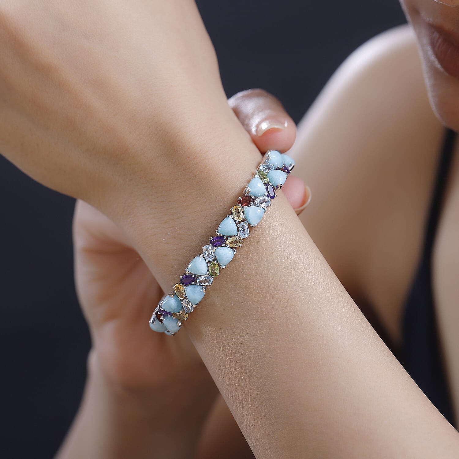 Larimar & Multi Gemstone / 7.25 Inches - Product card gallery slide 3 (10145432699163)