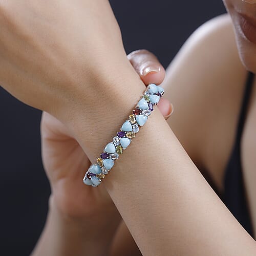 Larimar & Multi Gemstone / 7.25 Inches - Product card gallery slide 3 (10177517093177)