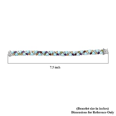 D'Joy Larimar and Multi Gemstone 36.00 ctw Bracelet in Platinum Over Sterling Silver (7.25 In)