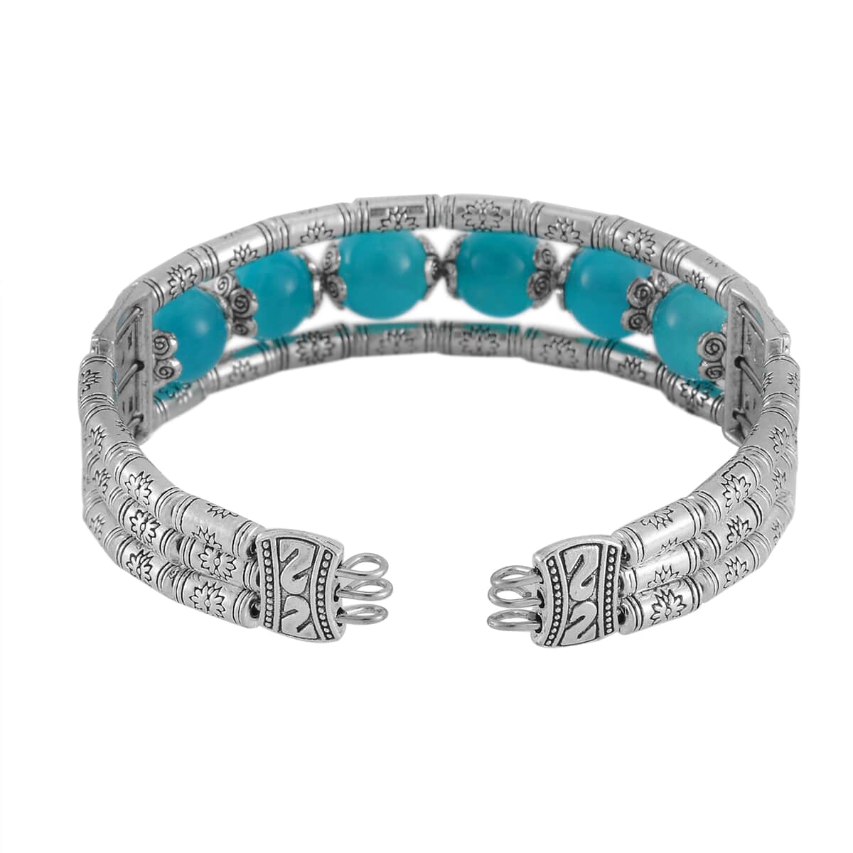 Amazonite Cuff Bracelet in Silvertone (7.00 In) 70.00 ctw image number 4