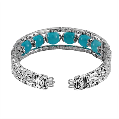 Amazonite Cuff Bracelet in Silvertone (7.00 In) 70.00 ctw