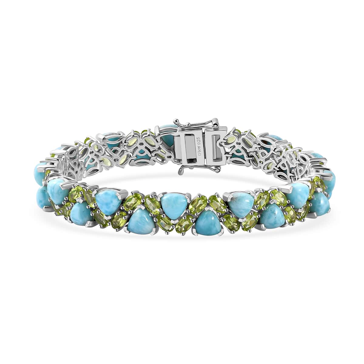 Larimar and Peridot 35.20 ctw Bracelet in Platinum Over Sterling Silver (7.25 In) image number 0