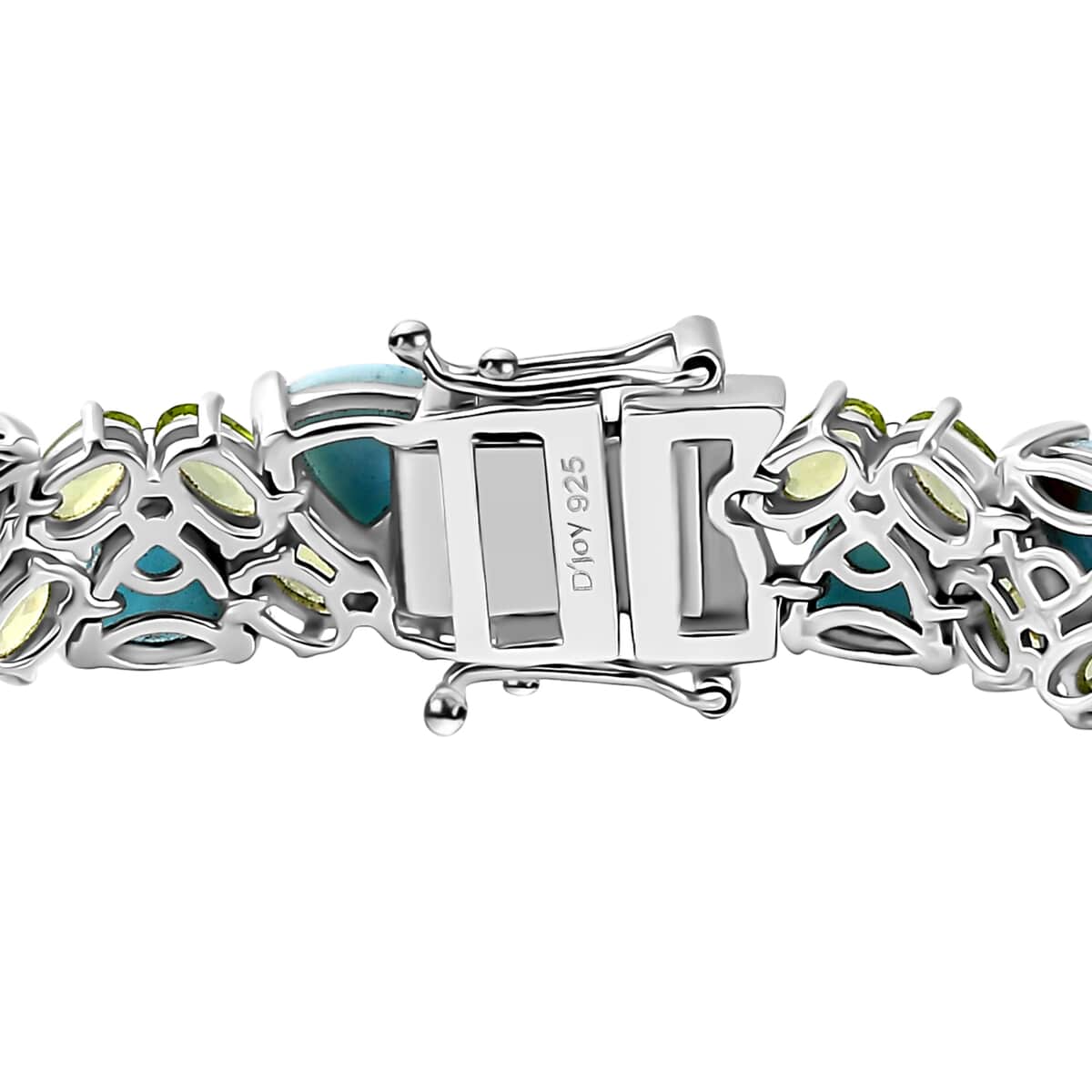 Larimar and Peridot 35.20 ctw Bracelet in Platinum Over Sterling Silver (7.25 In) image number 3