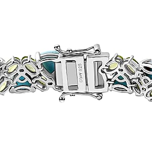 D'Joy Larimar and Peridot 35.20 ctw Bracelet in Platinum Over Sterling Silver (7.25 In)