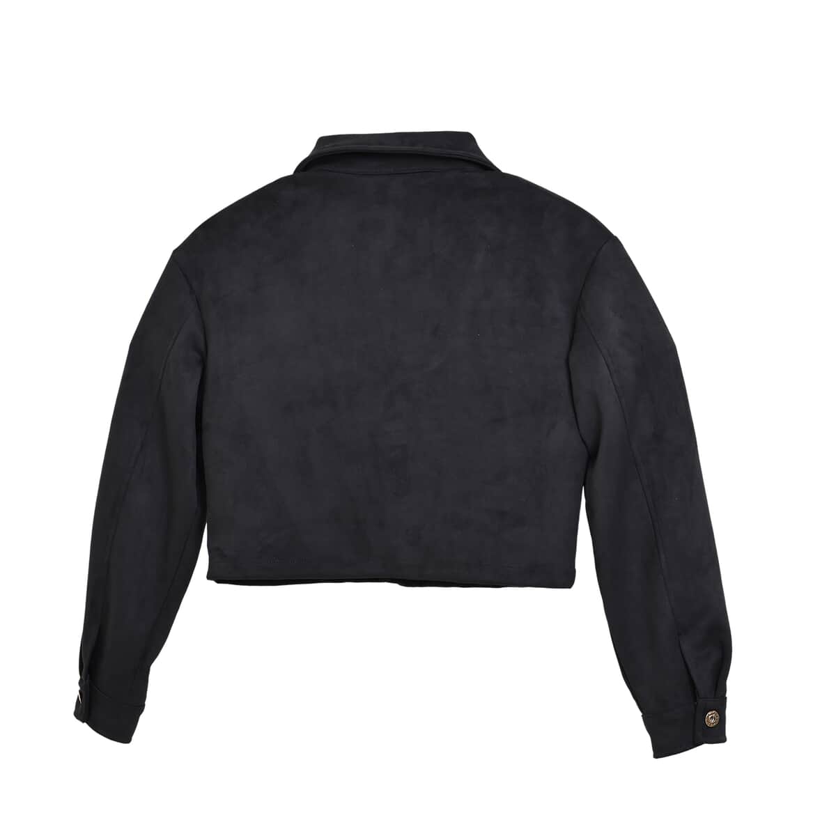 Black Short Fleece Jacket with Fringe - S image number 1