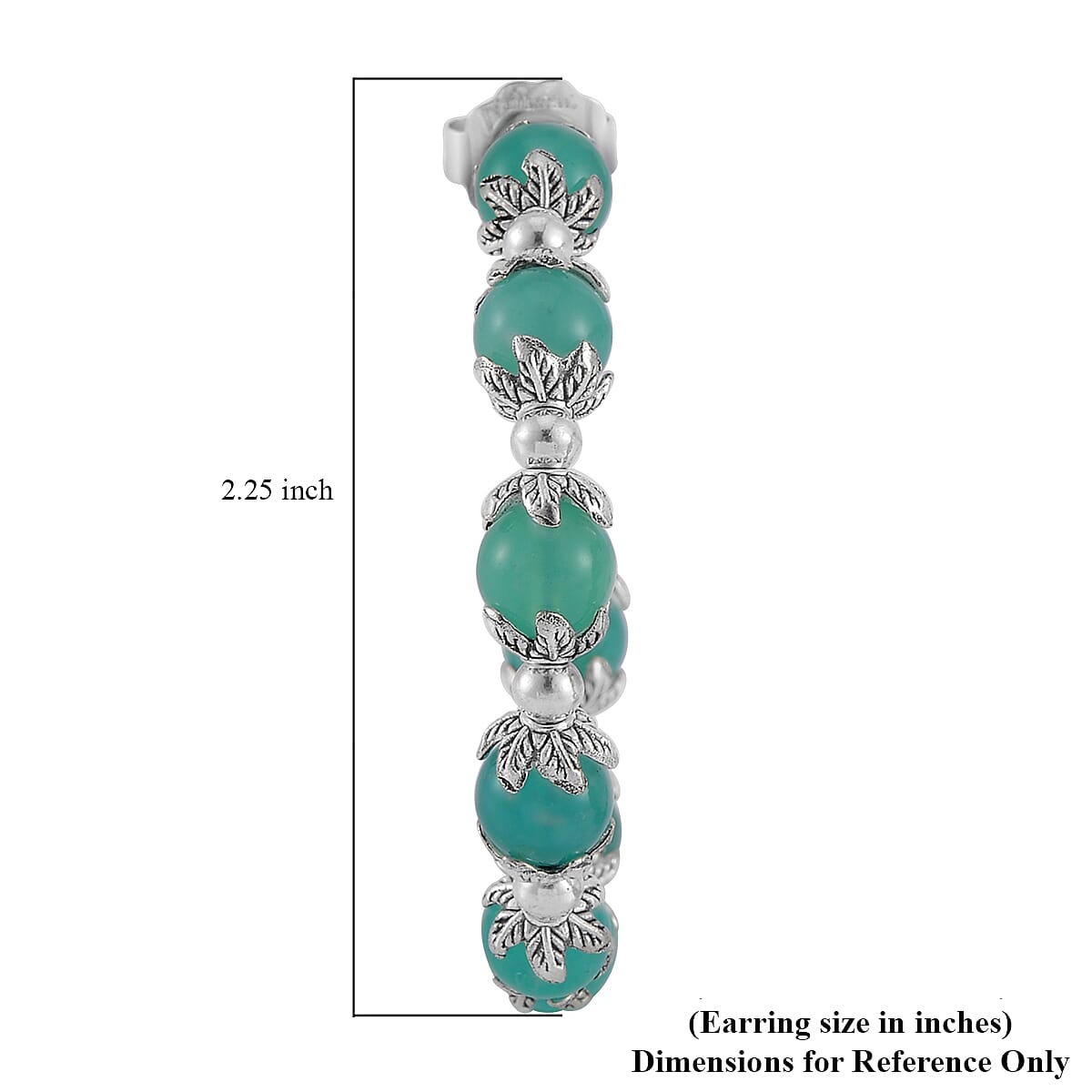 Amazonite Half Hoop Earrings in Silvertone 75.00 ctw