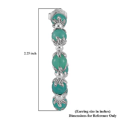 Amazonite Half Hoop Earrings in Silvertone 75.00 ctw
