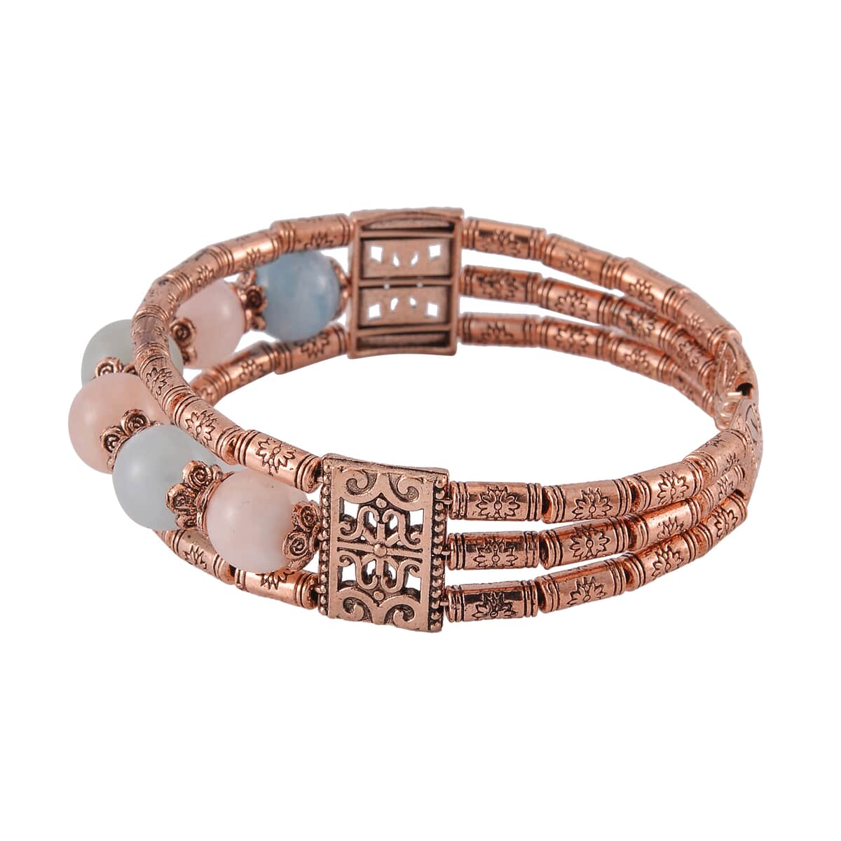 Multi Beryl Cuff Bracelet in Rosetone (7.00 In) 70.00 ctw image number 3