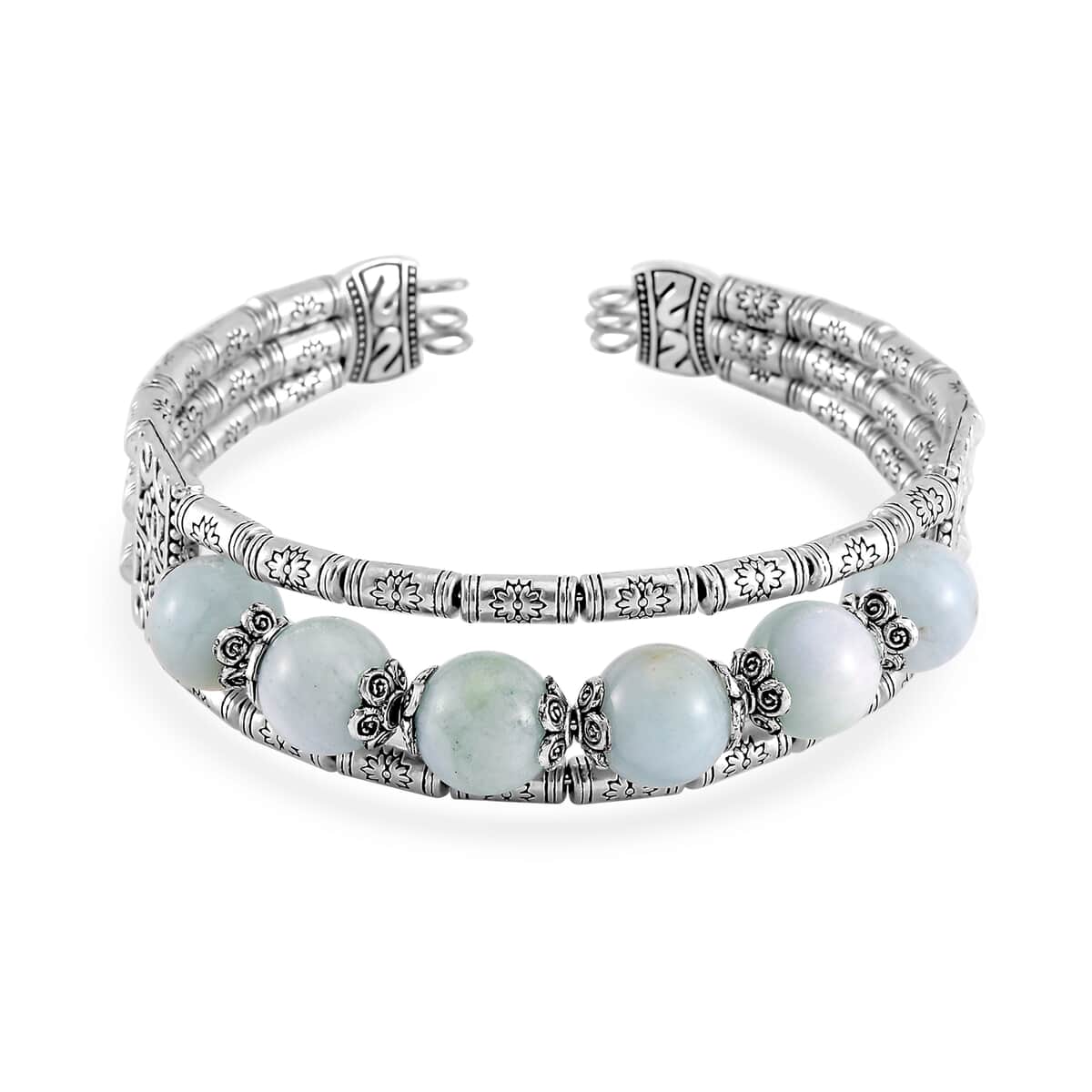 Aquamarine Cuff Bracelet in Silvertone (7.00 In) 70.00 ctw image number 0