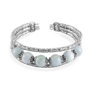 Aquamarine Cuff Bracelet in Silvertone (7.00 In) 70.00 ctw