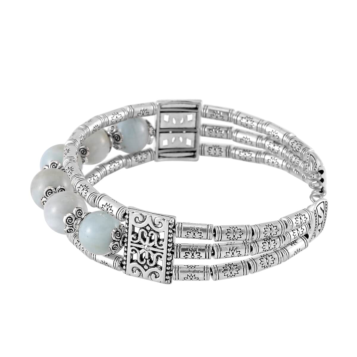 Aquamarine Cuff Bracelet in Silvertone (7.00 In) 70.00 ctw image number 3