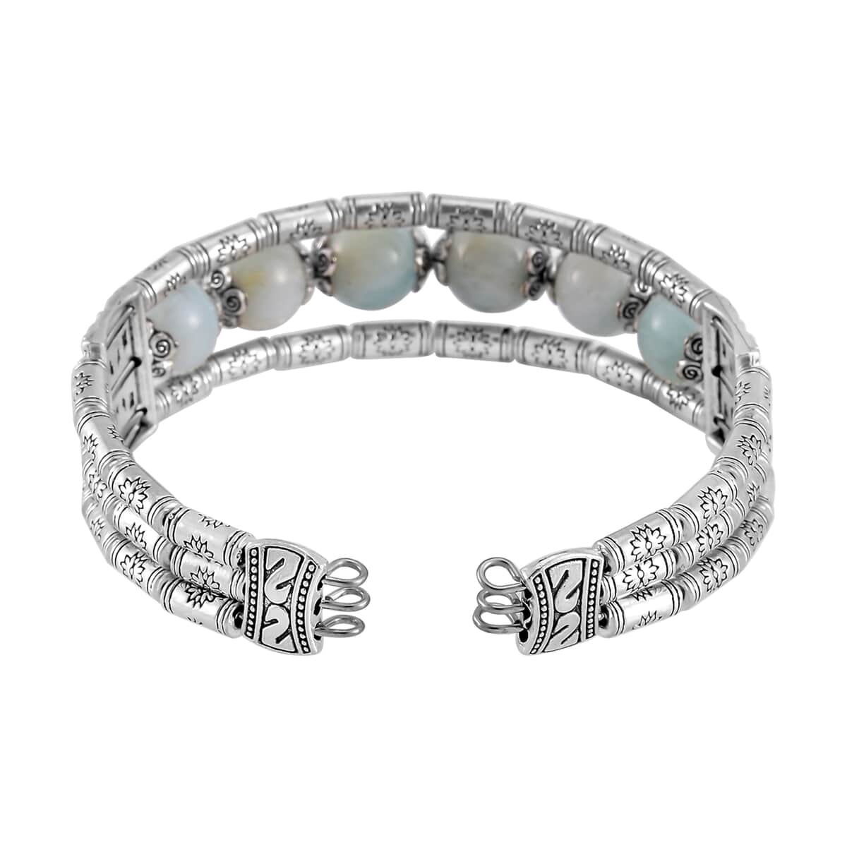 Aquamarine Cuff Bracelet in Silvertone (7.00 In) 70.00 ctw image number 4