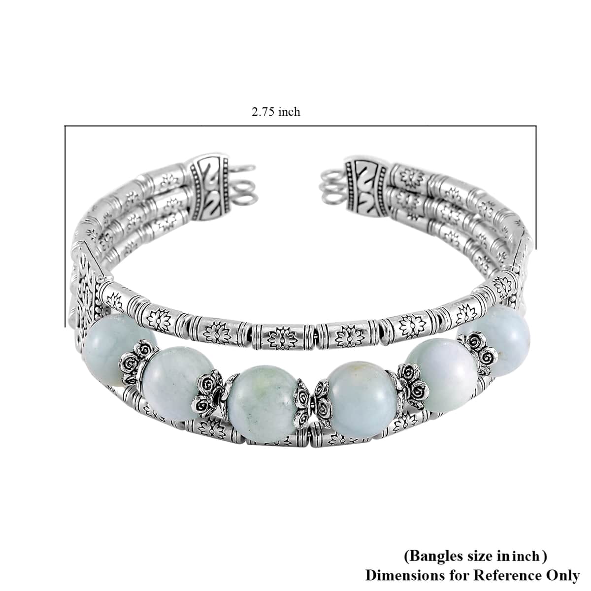 Aquamarine Cuff Bracelet in Silvertone (7.00 In) 70.00 ctw image number 5