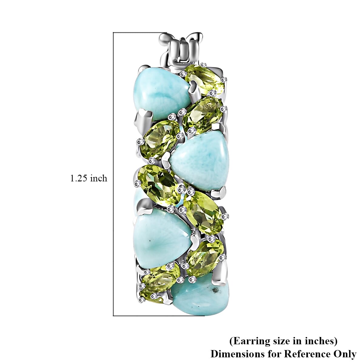 Larimar and Peridot 20.90 ctw Zig-Zag Hoop Earrings in Platinum Over Sterling Silver image number 5