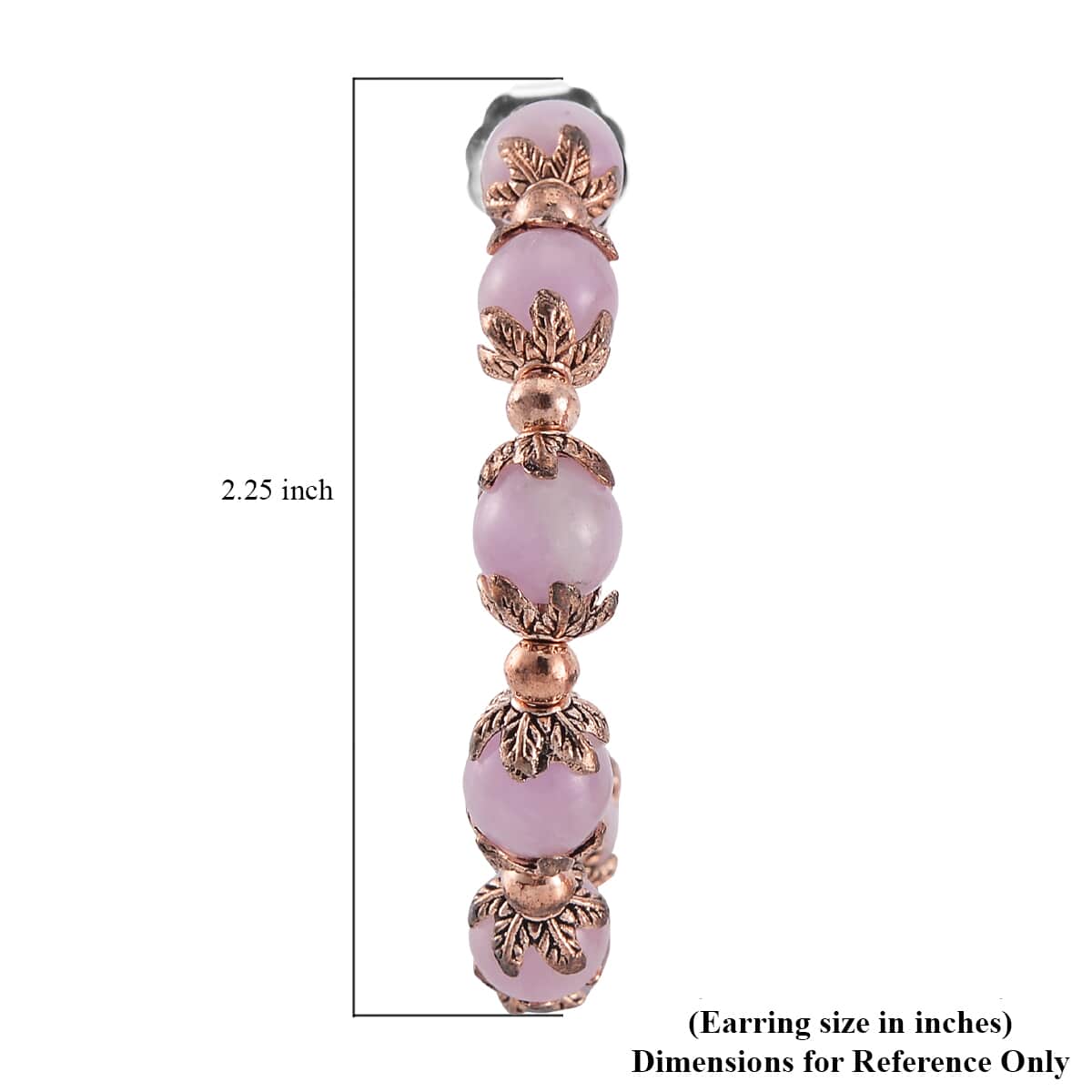 Kunzite Half Hoop Earrings in Rosetone 75.00 ctw image number 4