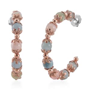 Multi Beryl Half Hoop Earrings in Rosetone 75.00 ctw