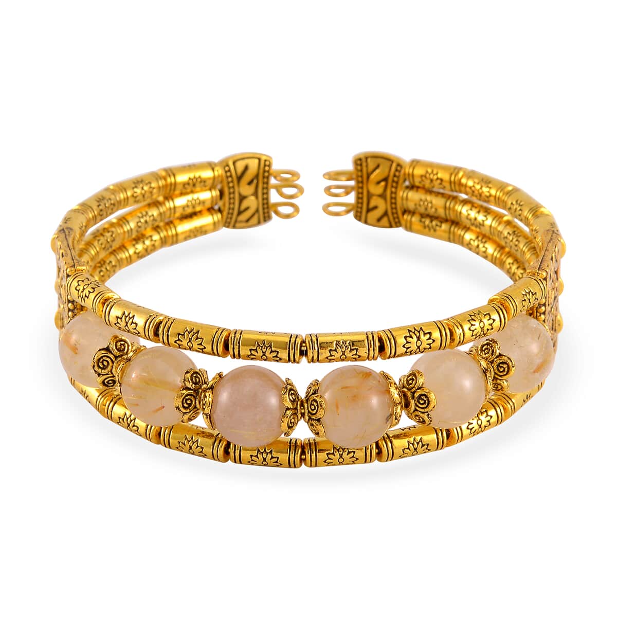 Golden Rutilated Quartz Cuff Bracelet in Goldtone (7.00 In) 70.00 ctw image number 0