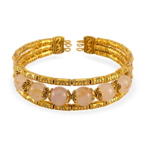 Golden Rutilated Quartz Cuff Bracelet in Goldtone (7.00 In) 70.00 ctw