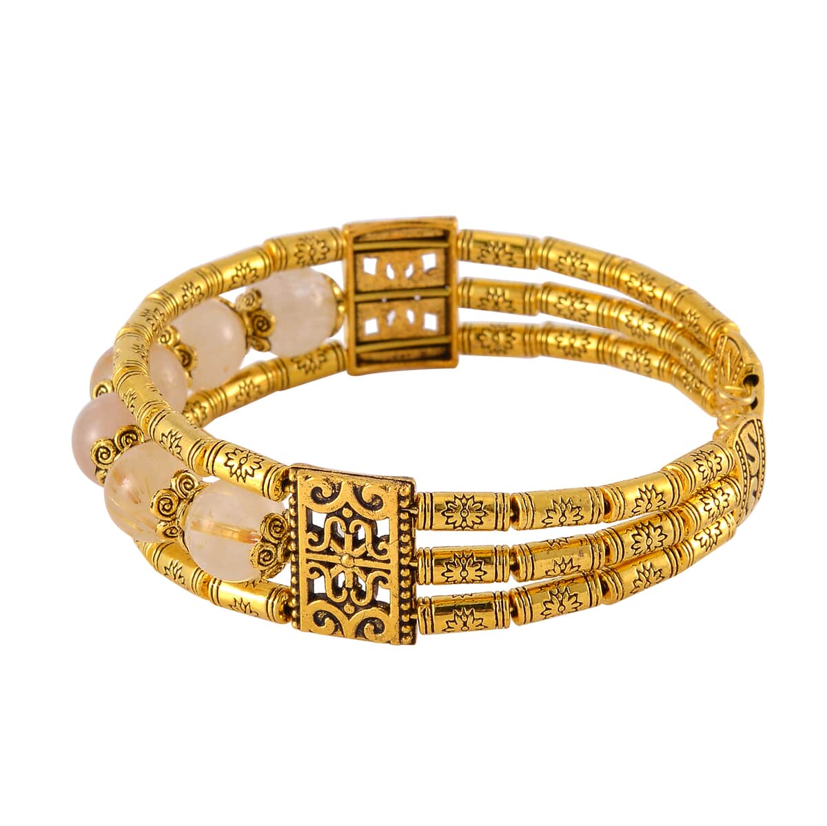 Golden Rutilated Quartz Cuff Bracelet in Goldtone (7.00 In) 70.00 ctw image number 3