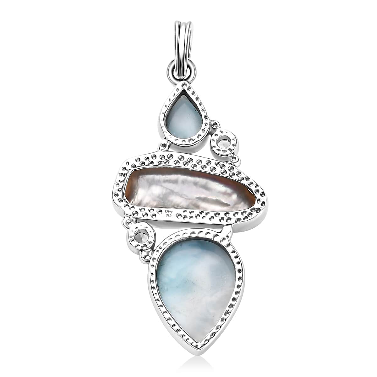 Artisan Crafted Larimar and Multi Gemstone Pendant in Black Oxidized Sterling Silver 17.10 ctw image number 5