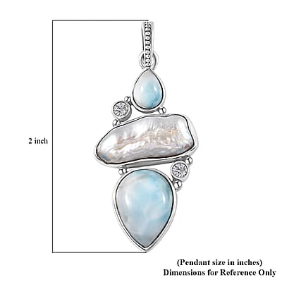 Artisan Crafted Larimar and Multi Gemstone Pendant without Chain in Black Oxidized Sterling Silver 17.10 ctw