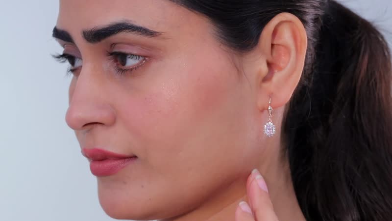 Premium Martha Rocha Kunzite and Moissanite Sunburst Earrings in Vermeil Rose Gold Over Sterling Silver 1.70 ctw