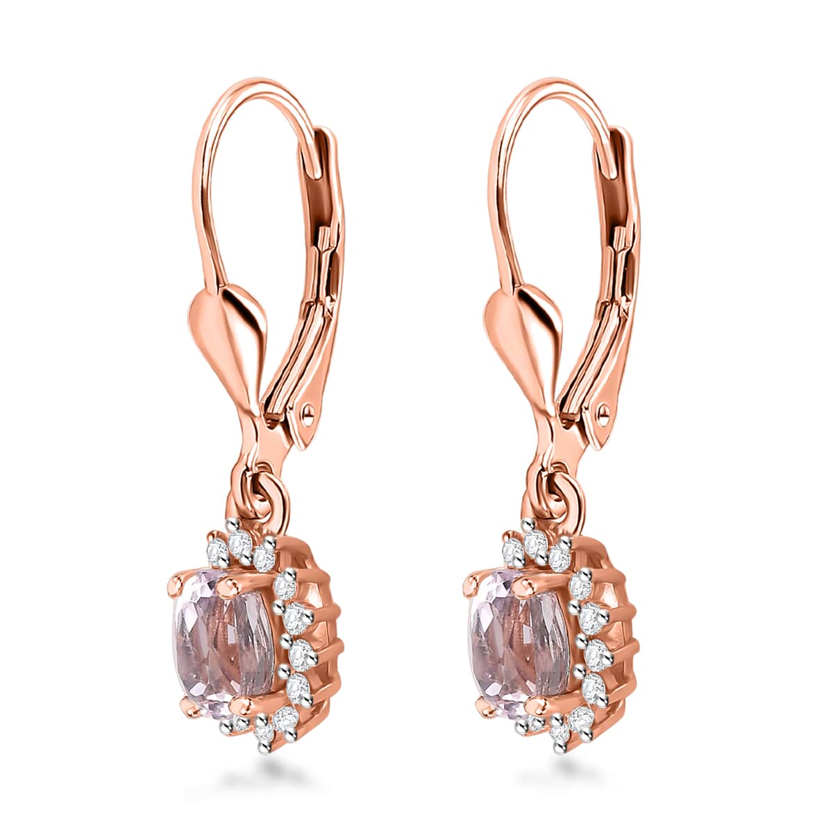 Premium Martha Rocha Kunzite and Moissanite Sunburst Earrings in Vermeil Rose Gold Over Sterling Silver 1.70 ctw image number 3