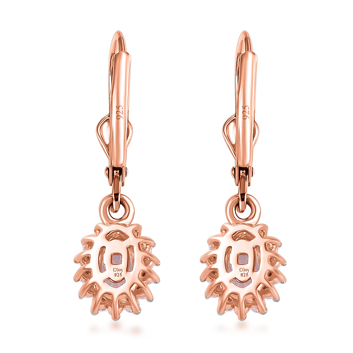 Premium Martha Rocha Kunzite and Moissanite 1.70 ctw Sunburst Earrings in Vermeil Rose Gold Over Sterling Silver