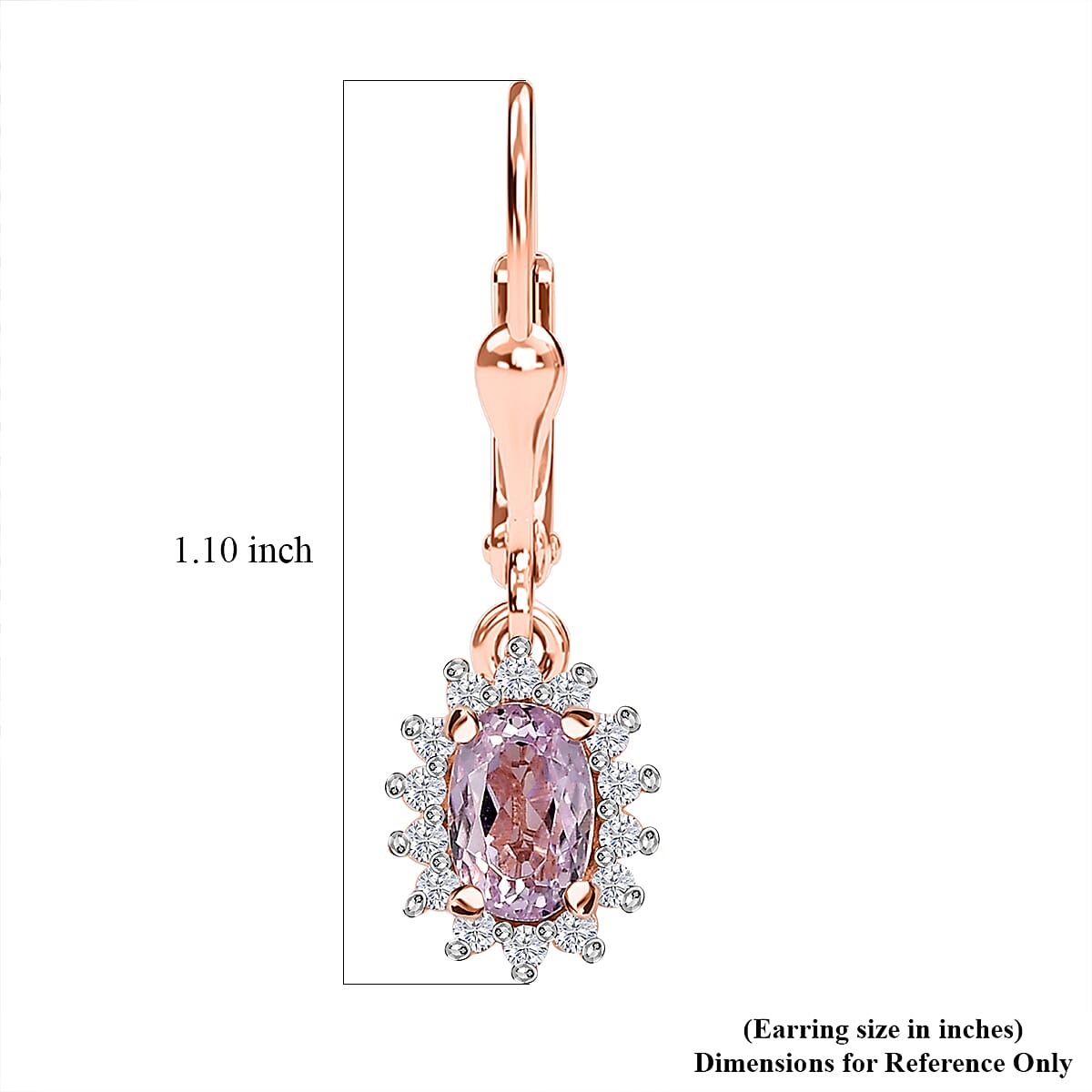 Premium Martha Rocha Kunzite and Moissanite 1.70 ctw Sunburst Earrings in Vermeil Rose Gold Over Sterling Silver