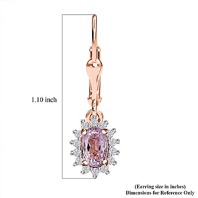 Premium Martha Rocha Kunzite and Moissanite 1.70 ctw Sunburst Earrings in Vermeil Rose Gold Over Sterling Silver