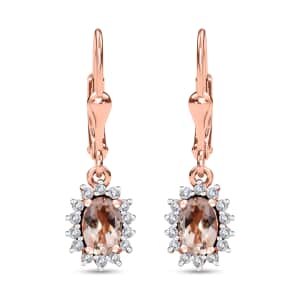 Premium Marropino Morganite and Moissanite 1.15 ctw Sunburst Earrings in Vermeil Rose Gold Over Sterling Silver