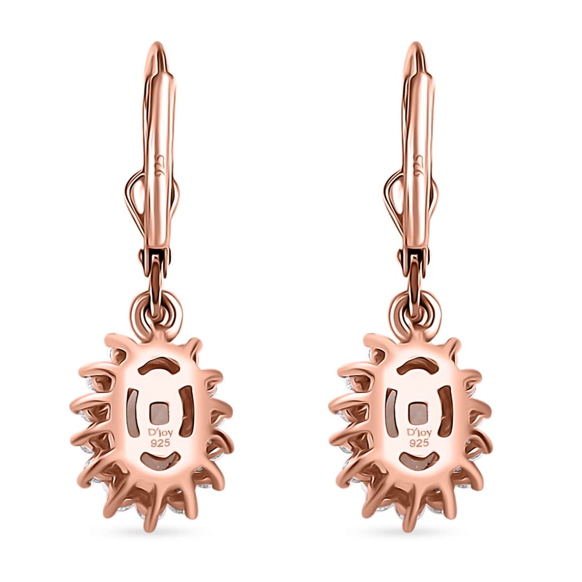 Premium Marropino Morganite and Moissanite 1.15 ctw Sunburst Earrings in Vermeil Rose Gold Over Sterling Silver image number 4